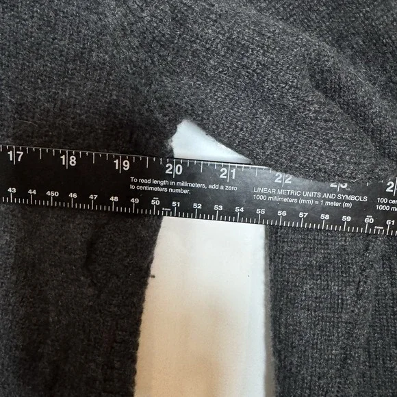 Garnet Hill 100% Cashmere Sweater Womens Medium Gray Mock Neck Ribbed Cable - Picture 8 of 10